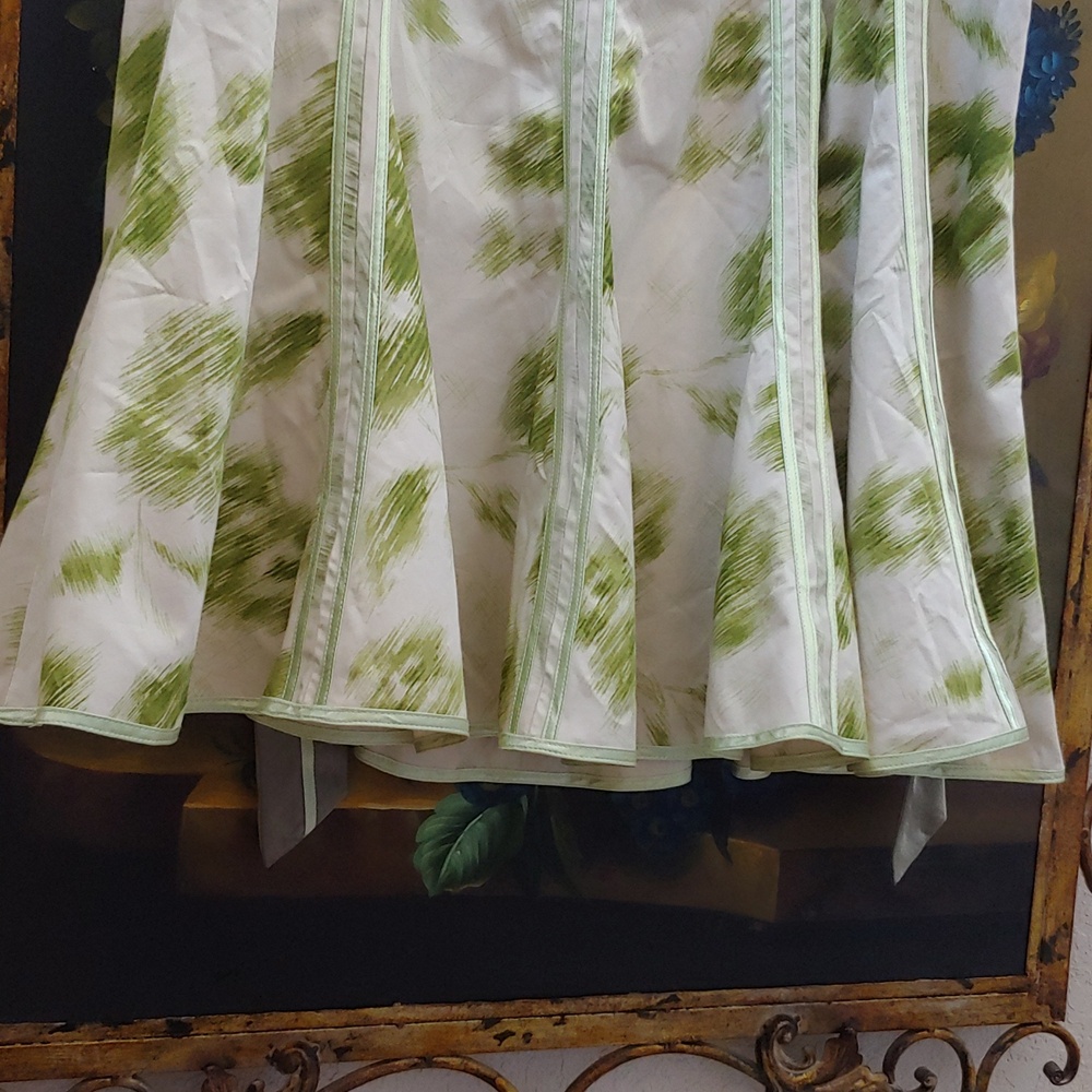Y2K Old Navy Cotton Panel Wavy Flare Skirt w/Satin Sash, Waist 35 in. (Spr 2006) - Picture 2 of 8